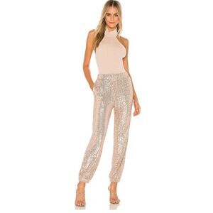 Majorelle revolve Cairo pants metallic gold sequin jogger pants